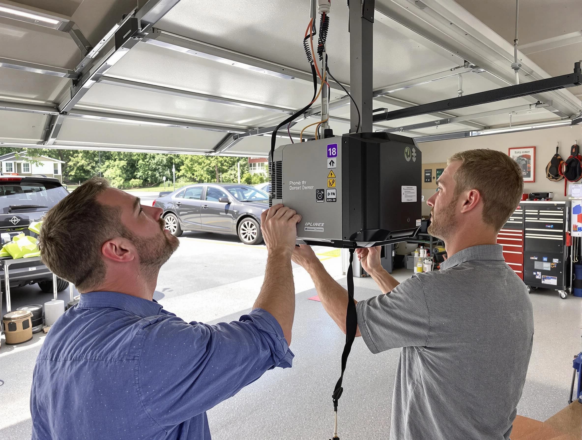 Somerville Garage Door Repair technician installing garage door opener in Somerville
