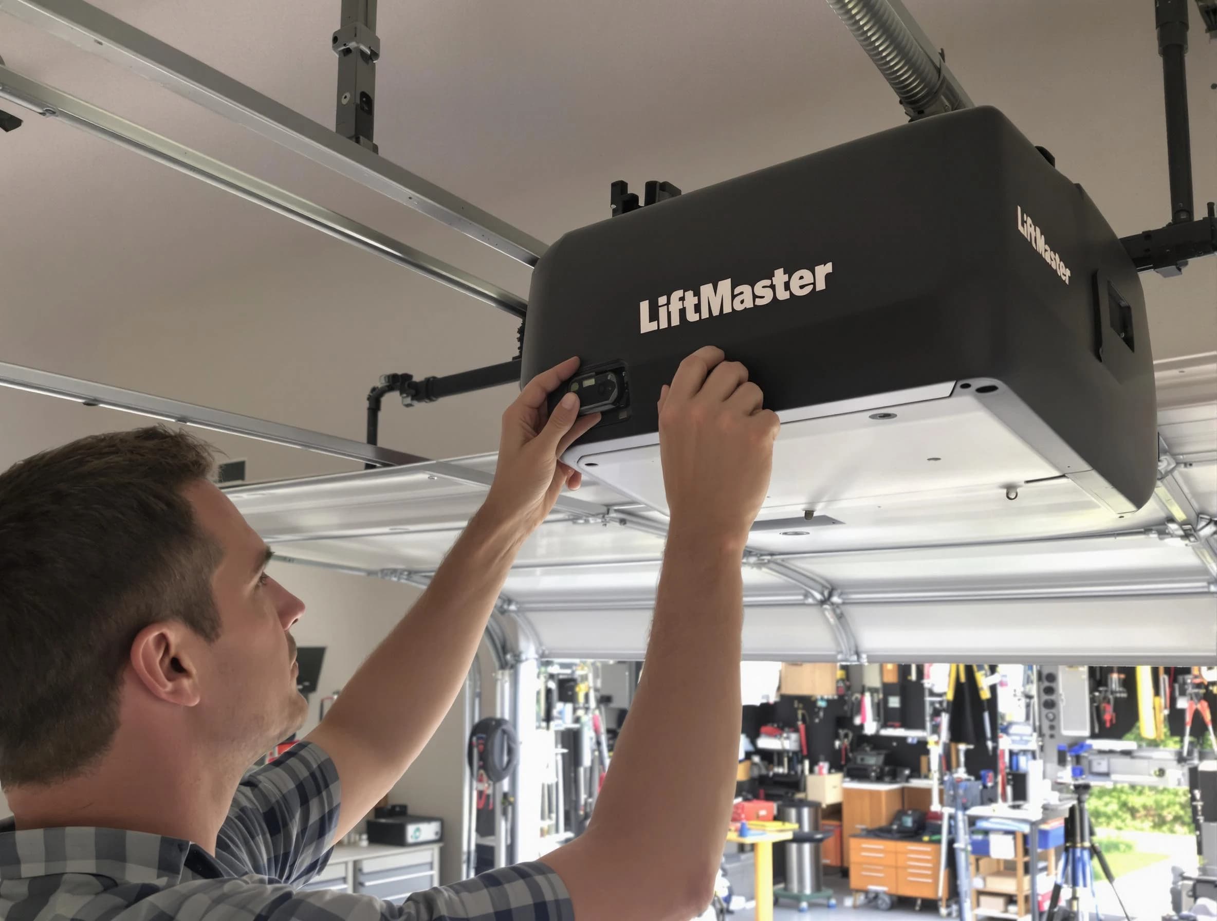 Somerville Garage Door Repair technician repairing garage door opener in Somerville