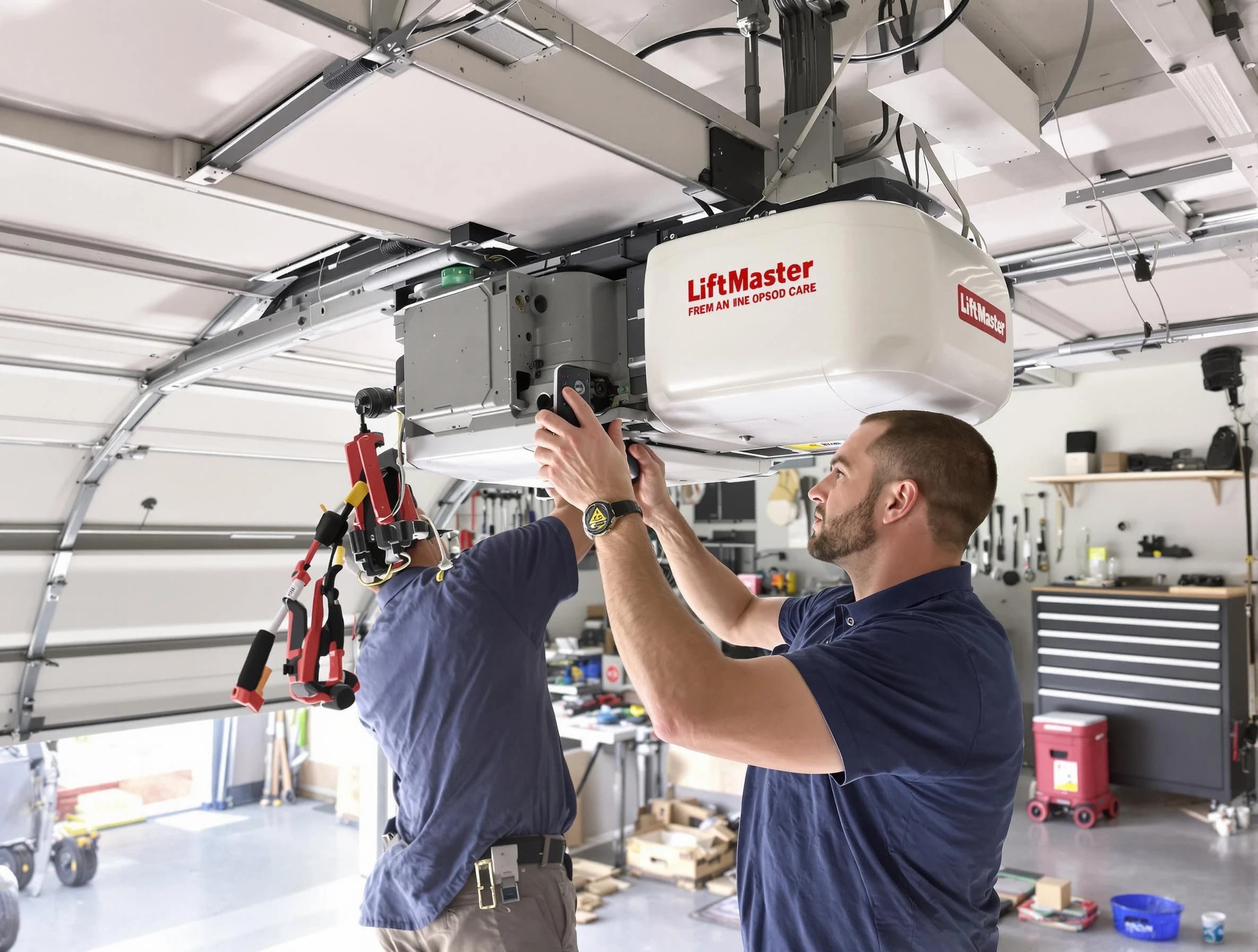 Somerville Garage Door Repair technician performing advanced diagnostics on garage opener in Somerville